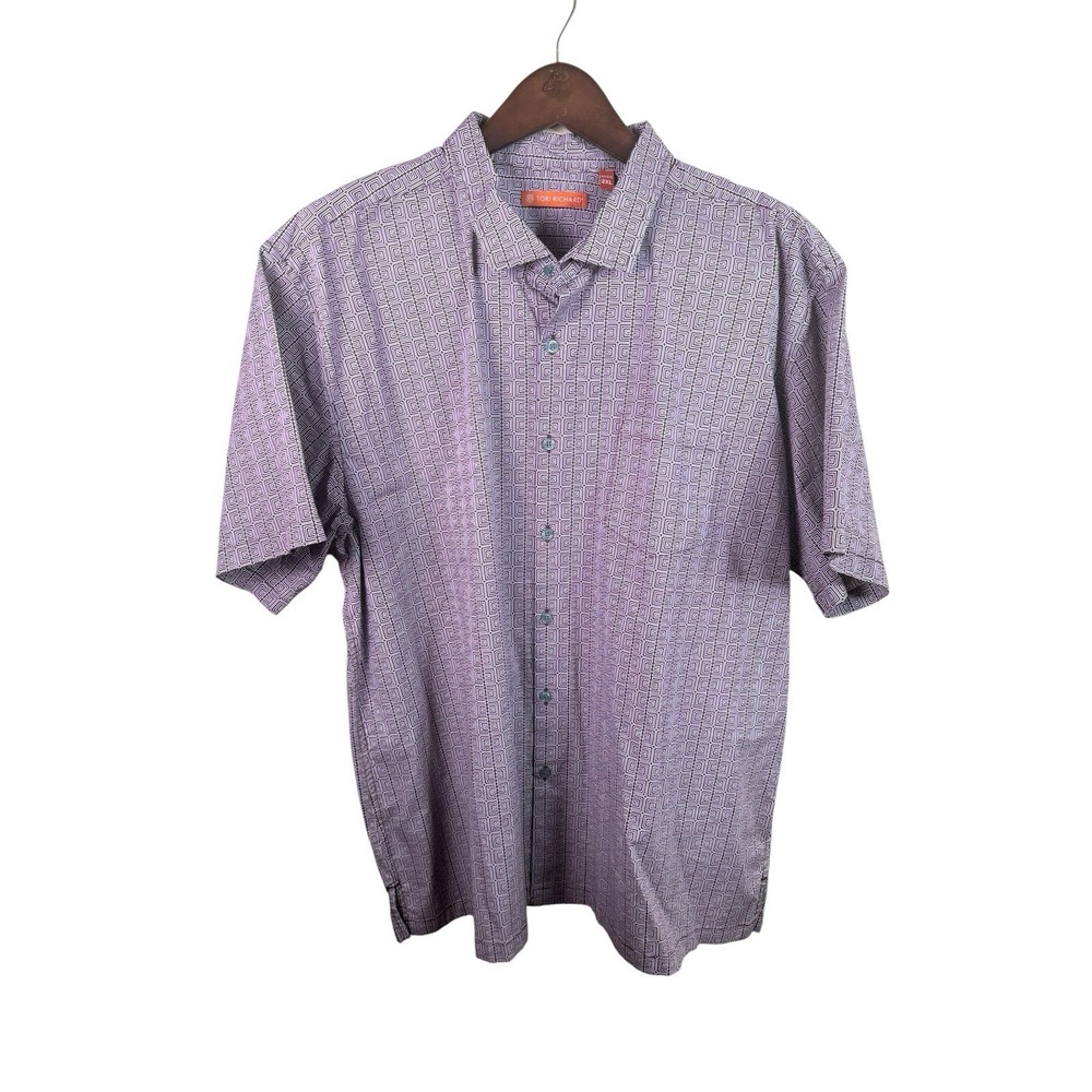 Tori Richard Purple‎ Hawaiian Print Button Up Hawaiian Cotton Lawn Aloha 2XL